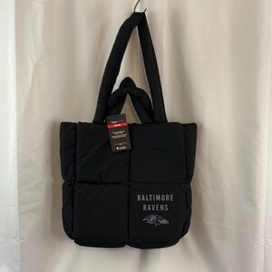 NWT Logo Brands Baltimore Ravens black puffer Tote Bag…16”x14”…